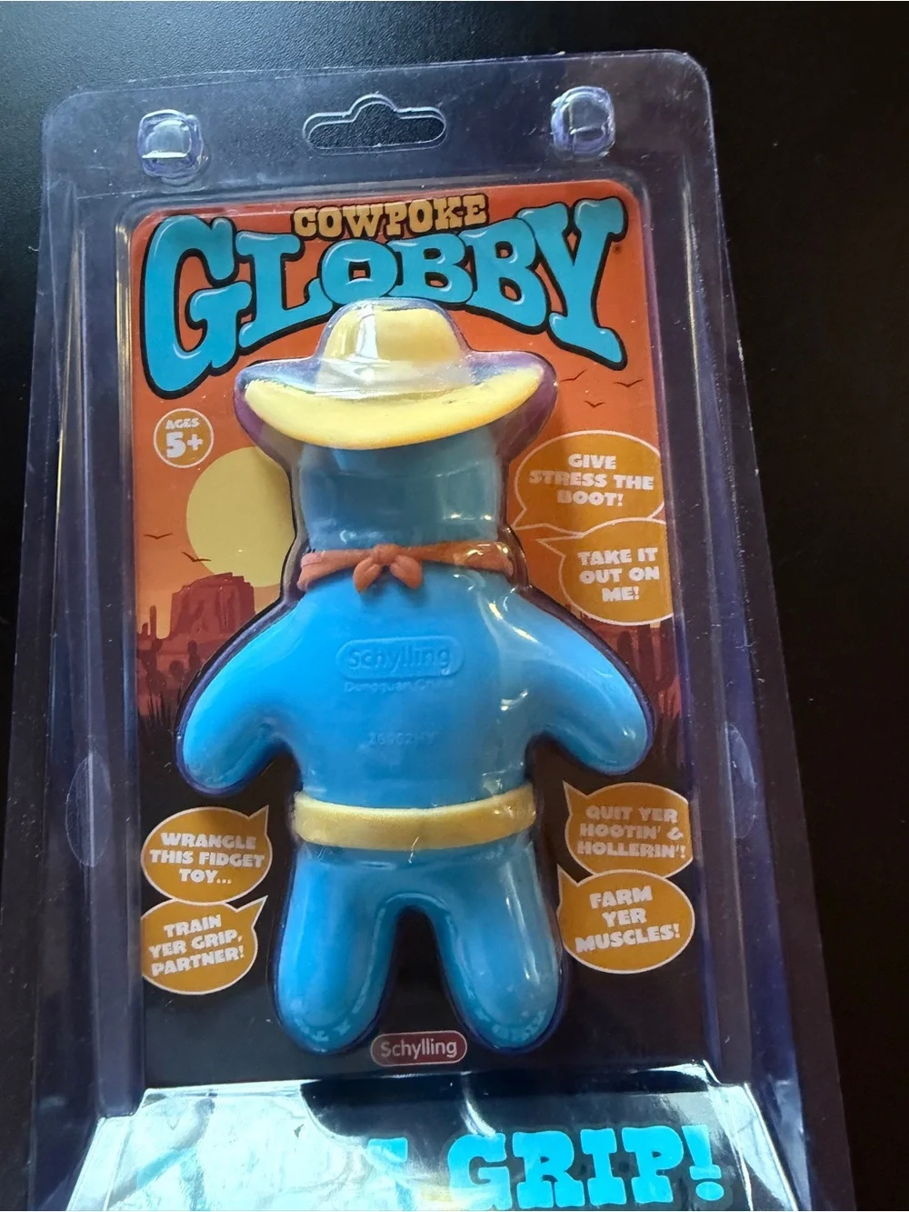 New Schylling Globby Cowpoke Squishy Stress Relief Fidget Toy Get a Grip Cowboy